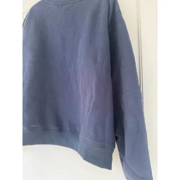 Parke Varsity Pullover Sweatshirt Blue Mockneck Lettering Patch - Picture 7 of 7